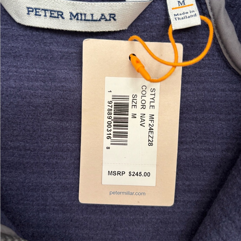 Peter Millar Men's Navy Zip-Up Crown Sport Fleece Sweater - Picture 6 of 10